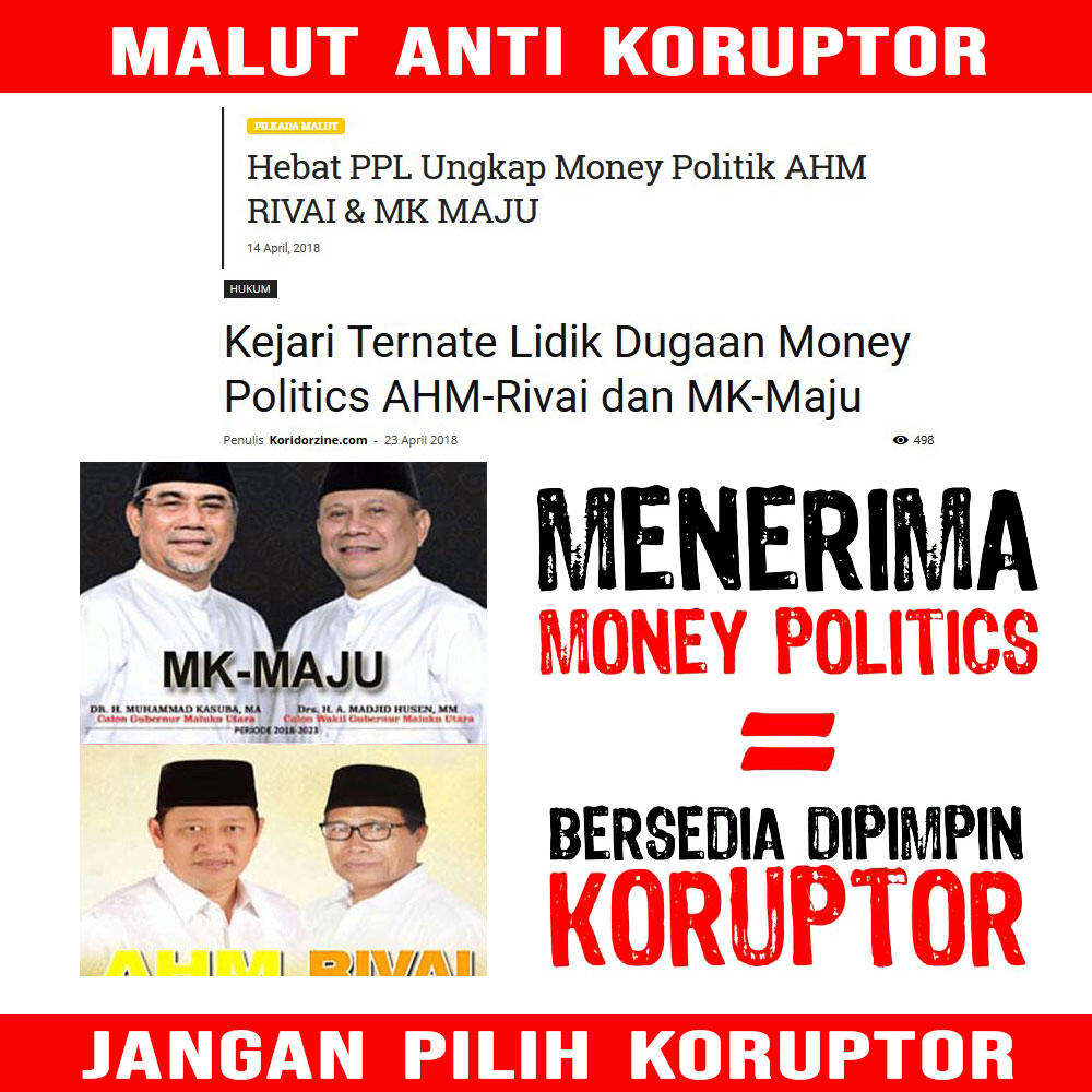 Kejari Ternate Lidik Dugaan Money Politics AHM-Rivai dan MK-Maju