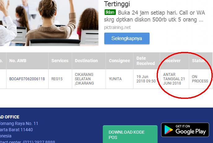 Sudah seminggu lebih Paket JNE Lemot banget dan belum ada tanggapan dari Cust Care