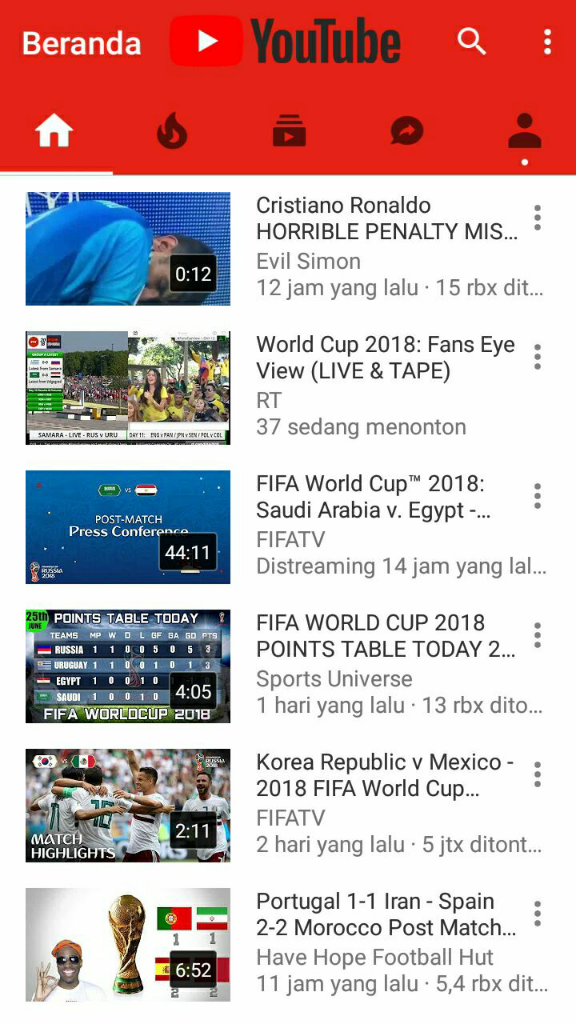 #SundulDunia Tontonan Channel Youtube Favorit Ane (TS) di Momen Piala Dunia 2018