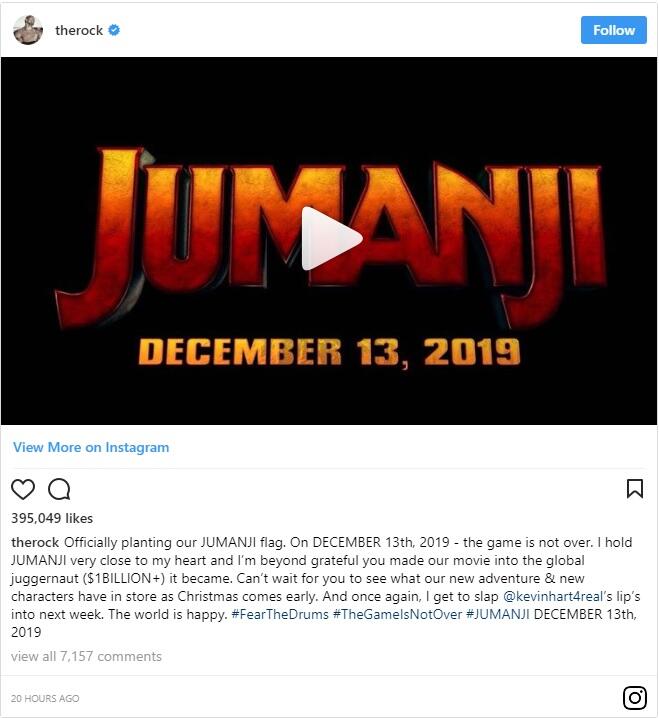 Dwayne Johnson Bocorkan Jadwal rilis Sekuel Jumanji