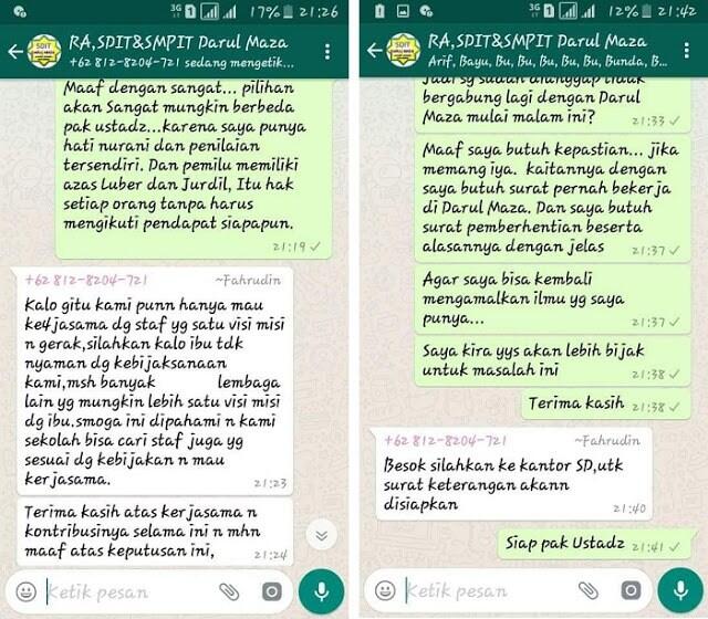 Gara-gara Tak Coblos Paslon PKS, Bu Guru SDIT Darul Maza Bekasi Dipecat