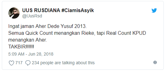 Hoax 'Quick Count Rieke Unggul di 2013' Warnai Pilgub Jabar 2018