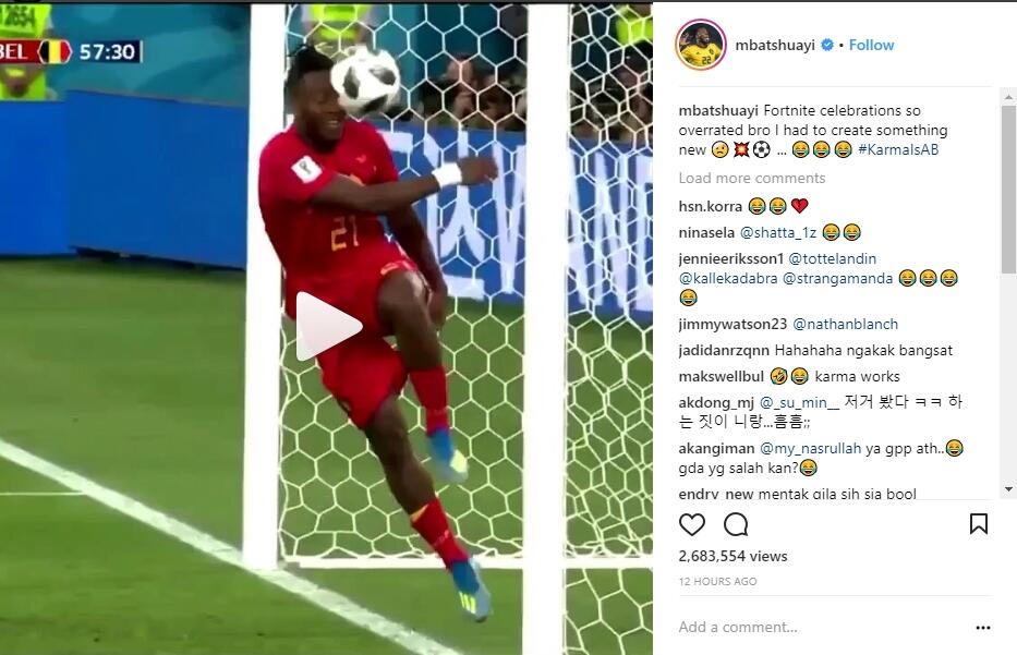 Selebrasi Michy Batshuayi di Pertandingan Semalam Yang Bikin Ngakak Banget