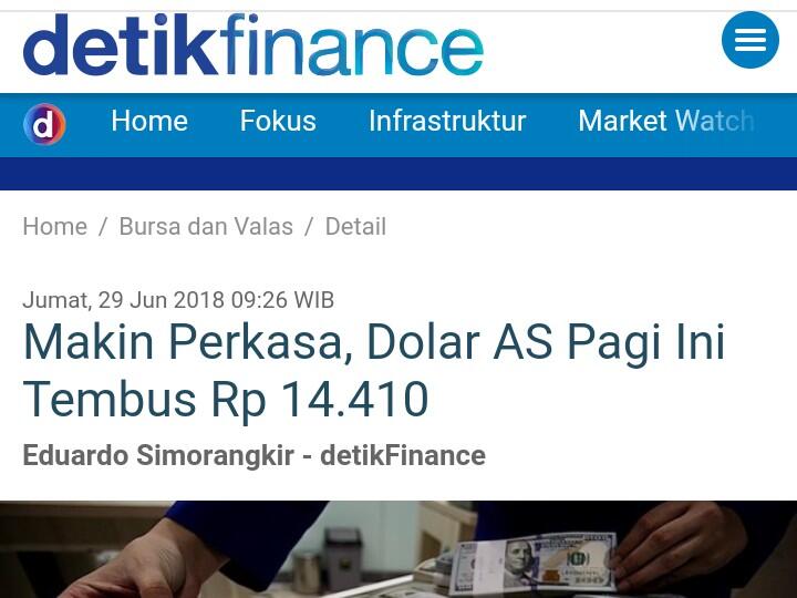 Makin Perkasa, Dolar AS Pagi Ini Tembus Rp 14.410

