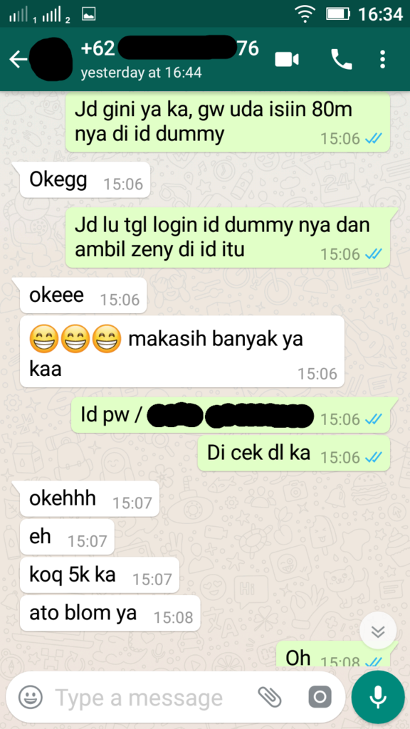 Penipuan dengan menggunakan nama &amp; nomor rekening Ibu Saya