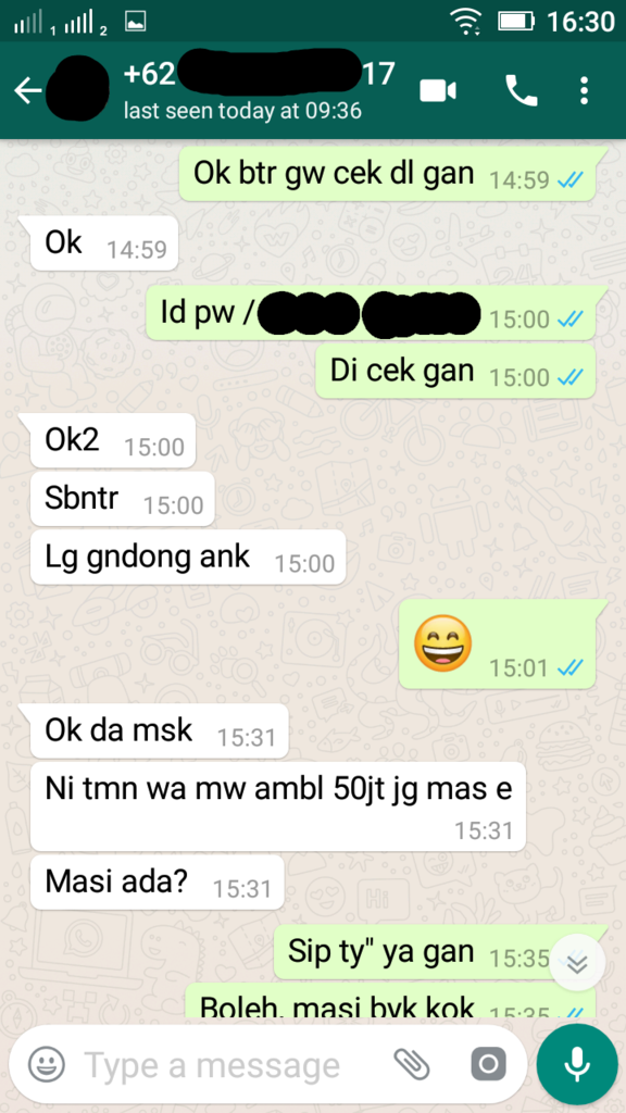 Penipuan dengan menggunakan nama &amp; nomor rekening Ibu Saya