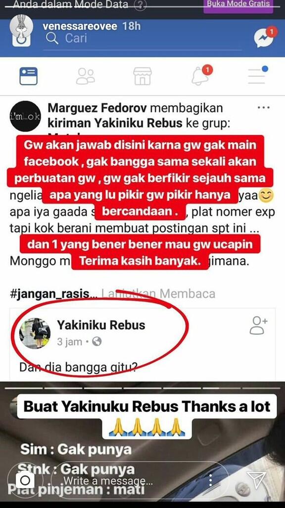 MENGAKU &quot; ANAK ORANG KUAT &quot;, AKUN @VENESSAREOVE DIBULLY NETIZEN