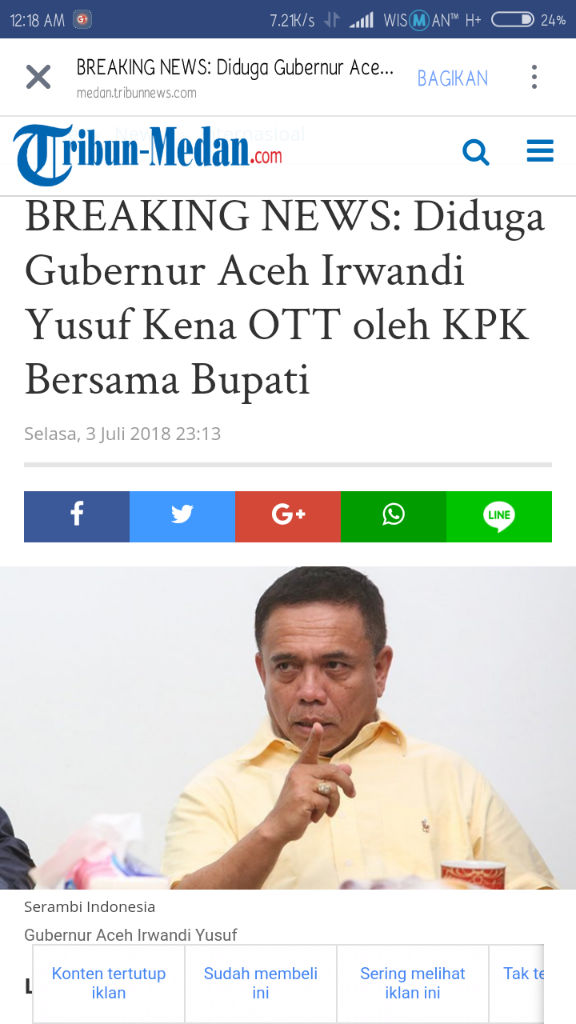 HARI INI, GUBERNUR ACEH DITANGKAP OLEH KPK