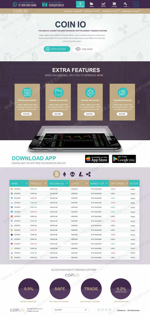 Exclusive cryptocurrency exchange templates