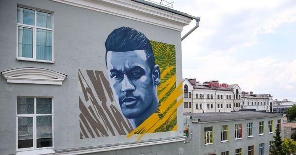 Setelah Ronaldo dan Messi, Kini Neymar Diabadikan di Mural Kota Kazan