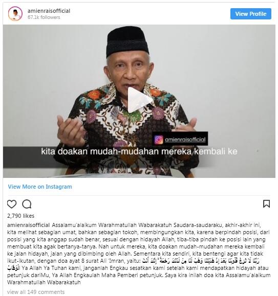 Sindiran Amien Rais untuk TGB, Ada Tokoh Keluar Jalan Allah