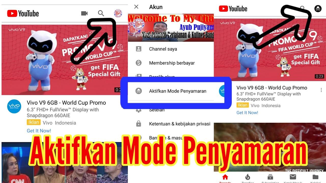 Fungsi Menu Aktifkan Mode Penyamaran Di Youtube
