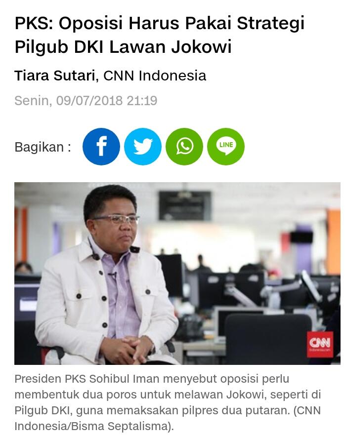 PKS: Oposisi Harus Pakai Strategi Pilgub DKI Lawan Jokowi