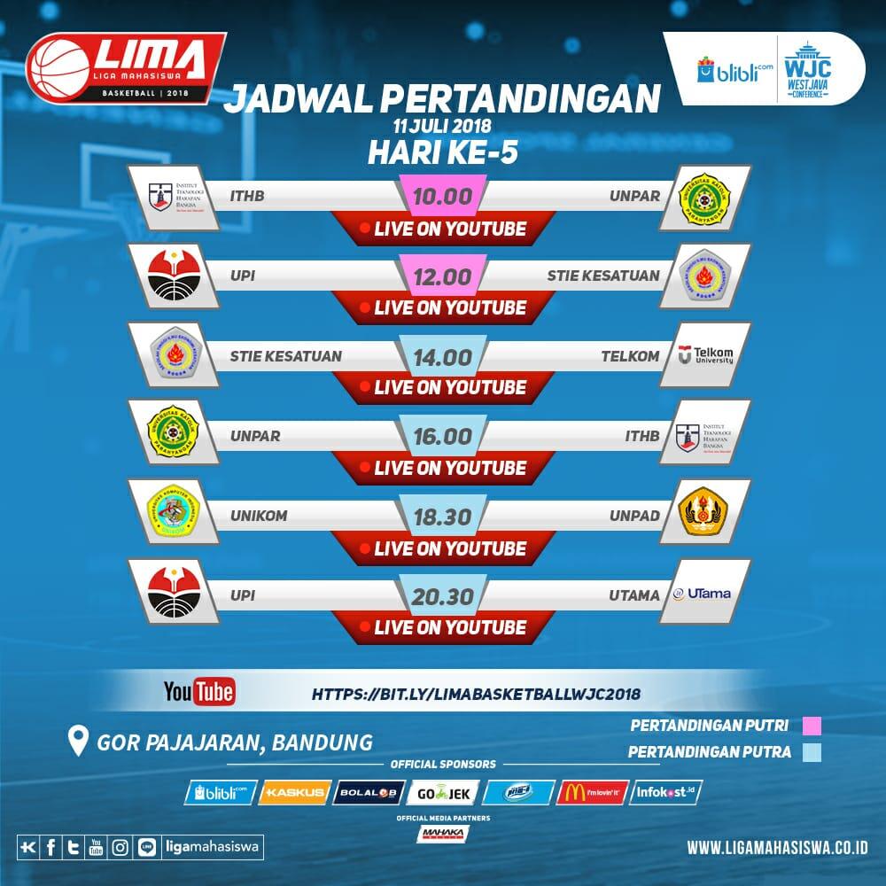 Jadwal pertandingan hari ke-5 LIMA Basketball: Blibli.com WJC 2018