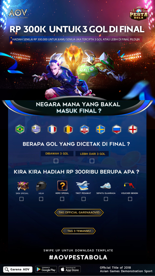 Rp. 300 ribu untuk 3 Gol di Final World Cup 2018!