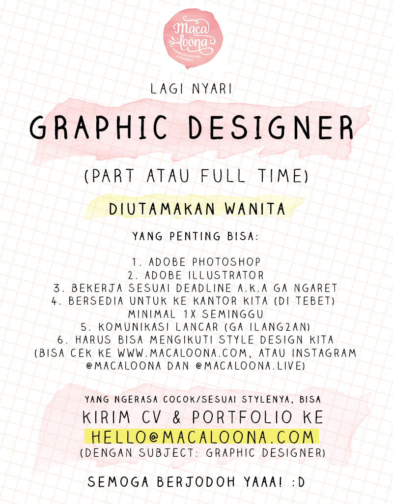 Graphic Designer (diutamakan wanita) Part atau Full Time di Tebet