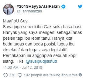Fahri Hamzah Disemprot Menteri Susi Gara-gara Sindir Soal Ilegal Fishing