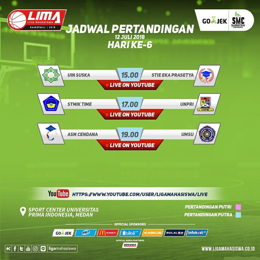 Jadwal pertandingan hari ke-6 LIMA Basketball: Gojek SMC 2018