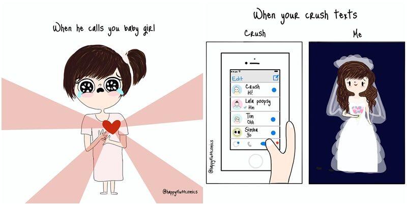 10 Ilustrasi Kocak Gambarkan Rasanya Punya Gebetan, Pernah Mengalami?