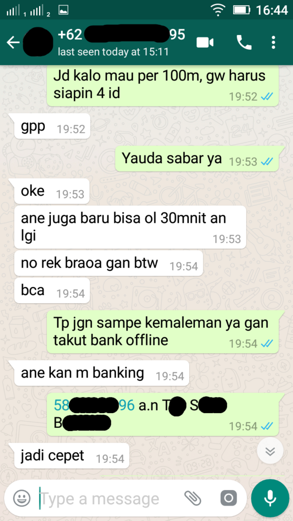 Penipuan dengan menggunakan nama &amp; nomor rekening Ibu Saya