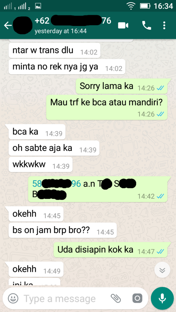 Penipuan dengan menggunakan nama &amp; nomor rekening Ibu Saya