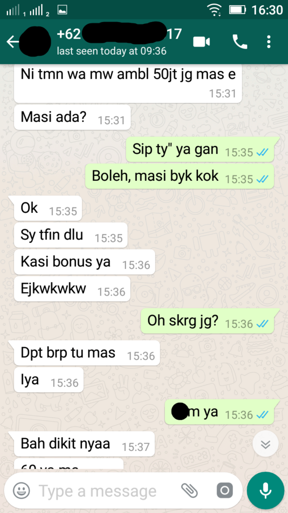 Penipuan dengan menggunakan nama &amp; nomor rekening Ibu Saya