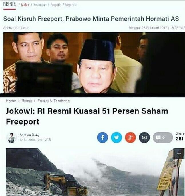 Waketum Gerindra Tuding Jokowi Ngibul soal Saham Freeport