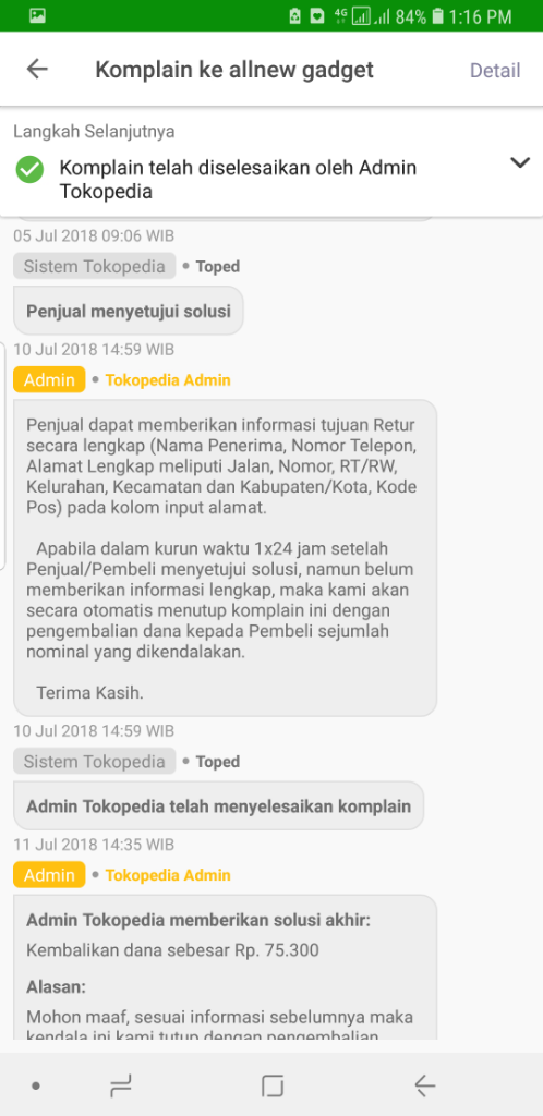 TOKOPEDIA MENAHAN UANG PEMBELI DAN TIDAK MAO DIKEMBALIKAN!!!