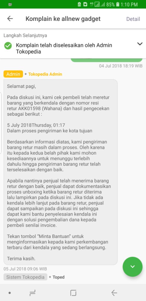 TOKOPEDIA MENAHAN UANG PEMBELI DAN TIDAK MAO DIKEMBALIKAN!!!