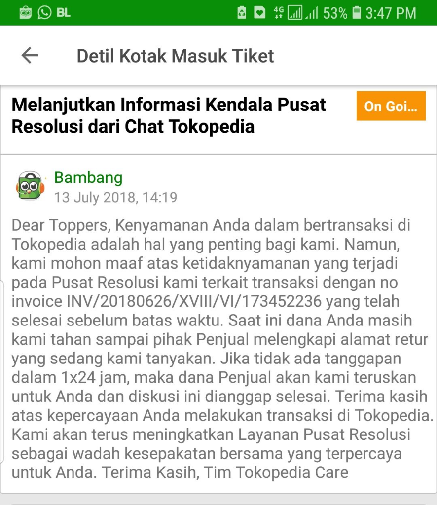 TOKOPEDIA MENAHAN UANG PEMBELI DAN TIDAK MAO DIKEMBALIKAN!!!