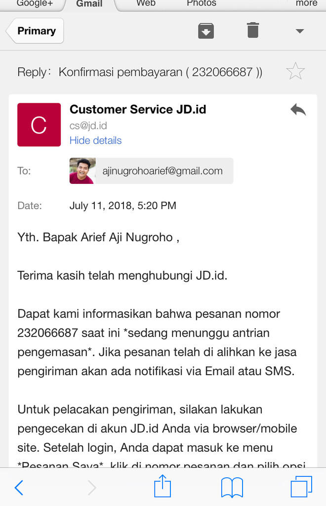Kecewa dengan pengiriman jd.id