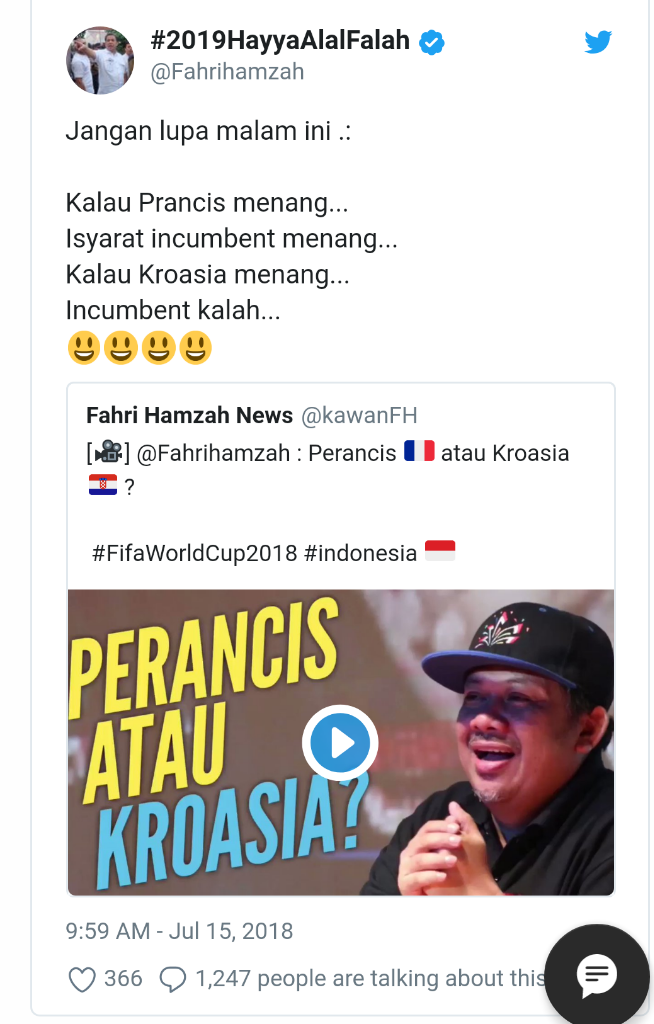 Ramai Tweet Fahri 'Prancis Menang, Isyarat Incumbent Menang'