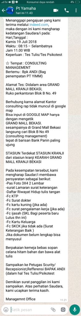 Modus penipuan (PT RAP tidak membuka lowongan apapun )