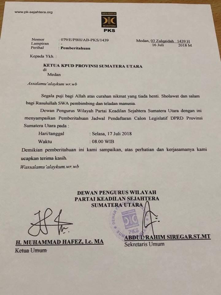 SURAT DPW PKS SUMUT YANG MEMANCING KONTROVERSI SEKALIGUS BIKIN NGAKAK