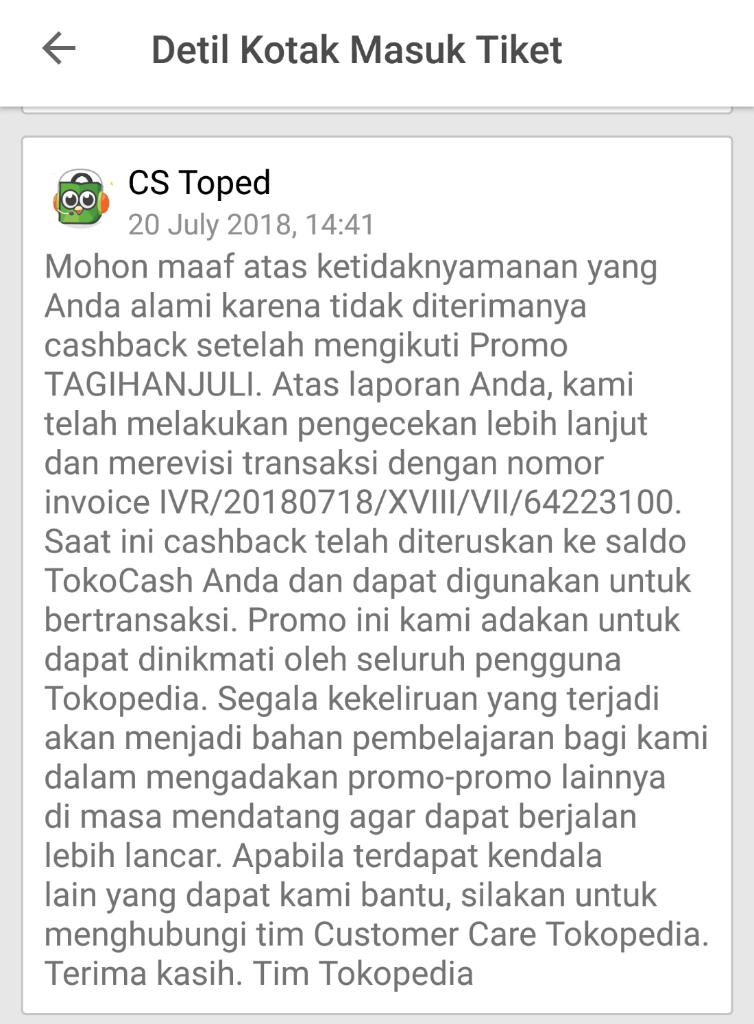 Tokopedia Menuduh Customer Tanpa Bukti