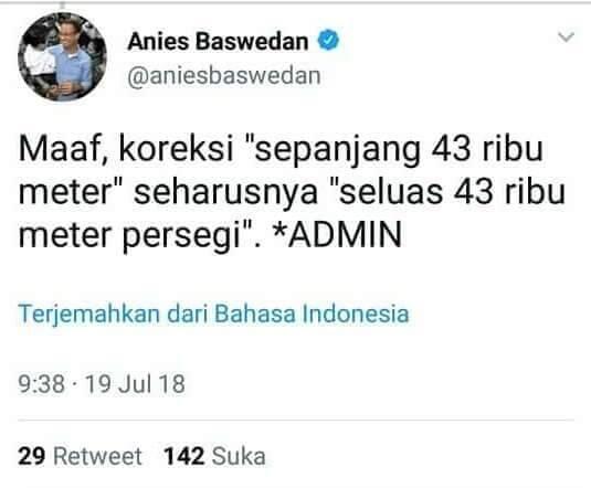Sepertinya Bapak Anies Baswedan matematikanya Jeblok dulunya...