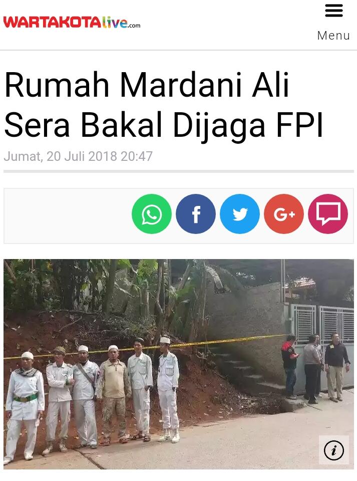 Rumah Mardani Ali Sera Bakal Dijaga FPI