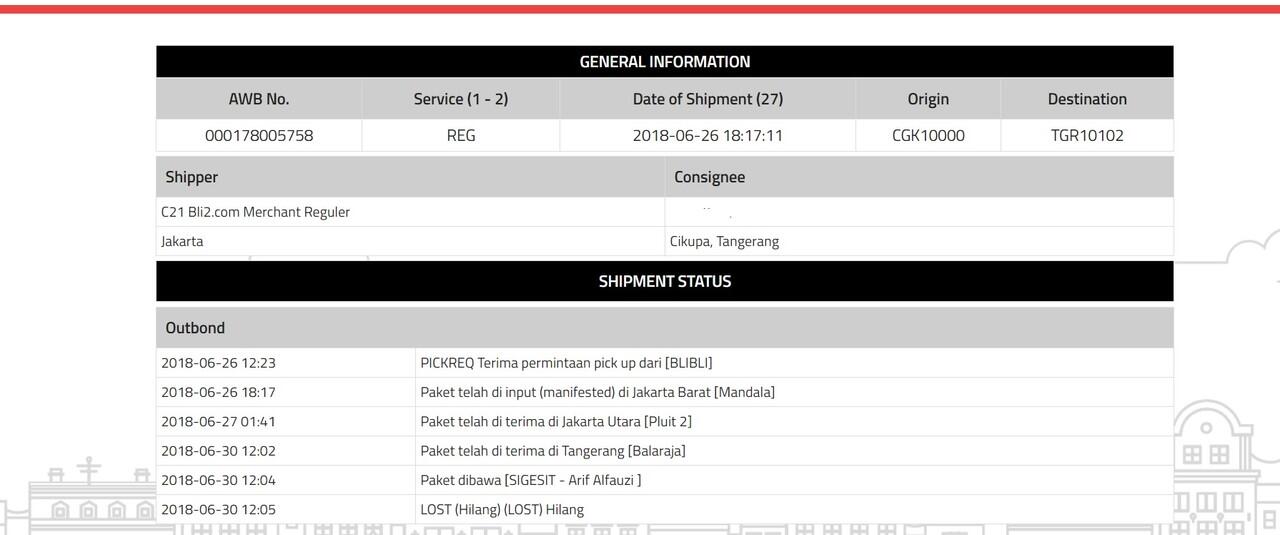 Kehilangan paket 2 kali oleh Sicepat semoga ada evaluasi oleh Blibli kepada Sicepat