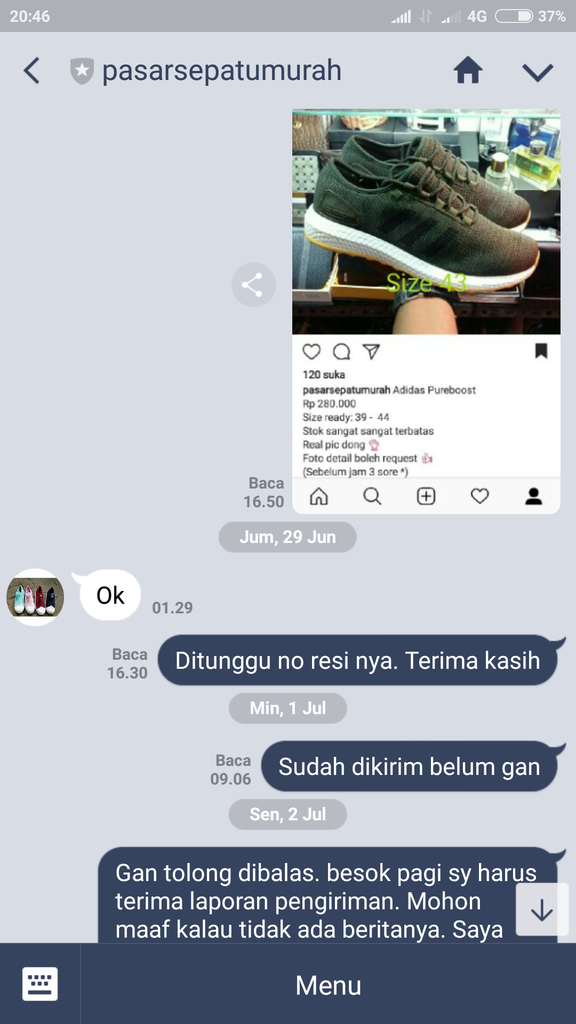 PENIPU Jaya Wibowo George akun instagram pasarsepatumurah 