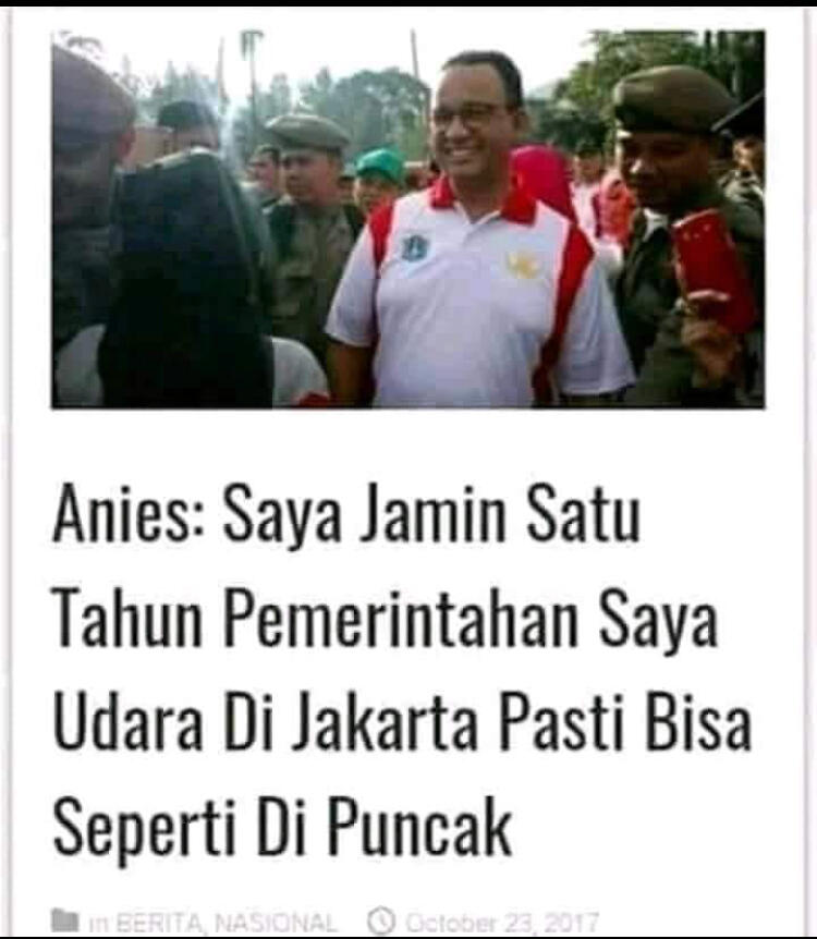 Mimpi Anies-Sandi Bikin Udara Jakarta Bersih Saat Asian Games