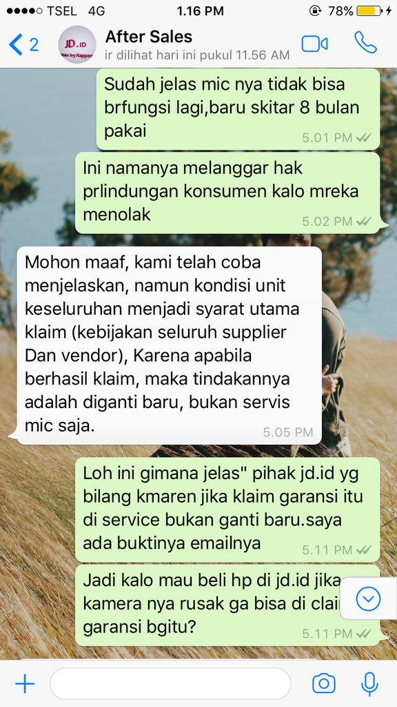 Pengalaman buruk tetang Claim garansi di JD.ID Hanya Klausula semata.