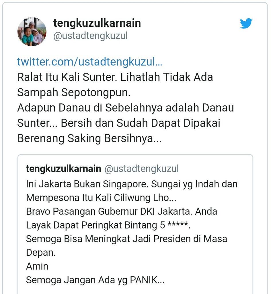 Kocak, Tengku Zulkarnain dan Rustam Bandingkan Gambar Sungai Era Anies dan Ahok