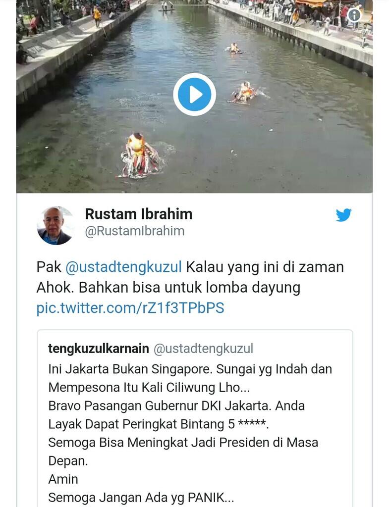 Kocak, Tengku Zulkarnain dan Rustam Bandingkan Gambar Sungai Era Anies dan Ahok