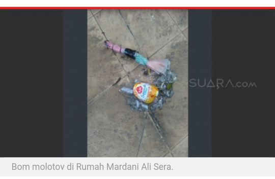 Polisi: Pelempar Bom ke Rumah Mardani Ali Sera Terencana