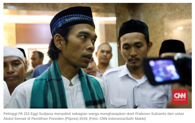 PA 212 soal Prabowo-UAS: Insya Allah Menang 88,89 Persen