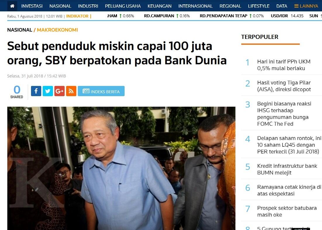 Menanggapi Pernyataan SBY Penduduk miskin di Indonesia yang 100 juta orang