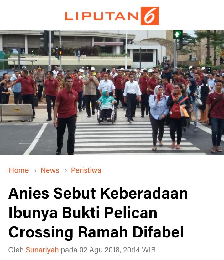 Anies Sebut Keberadaan Ibunya Bukti Pelican Crossing Ramah Difabel