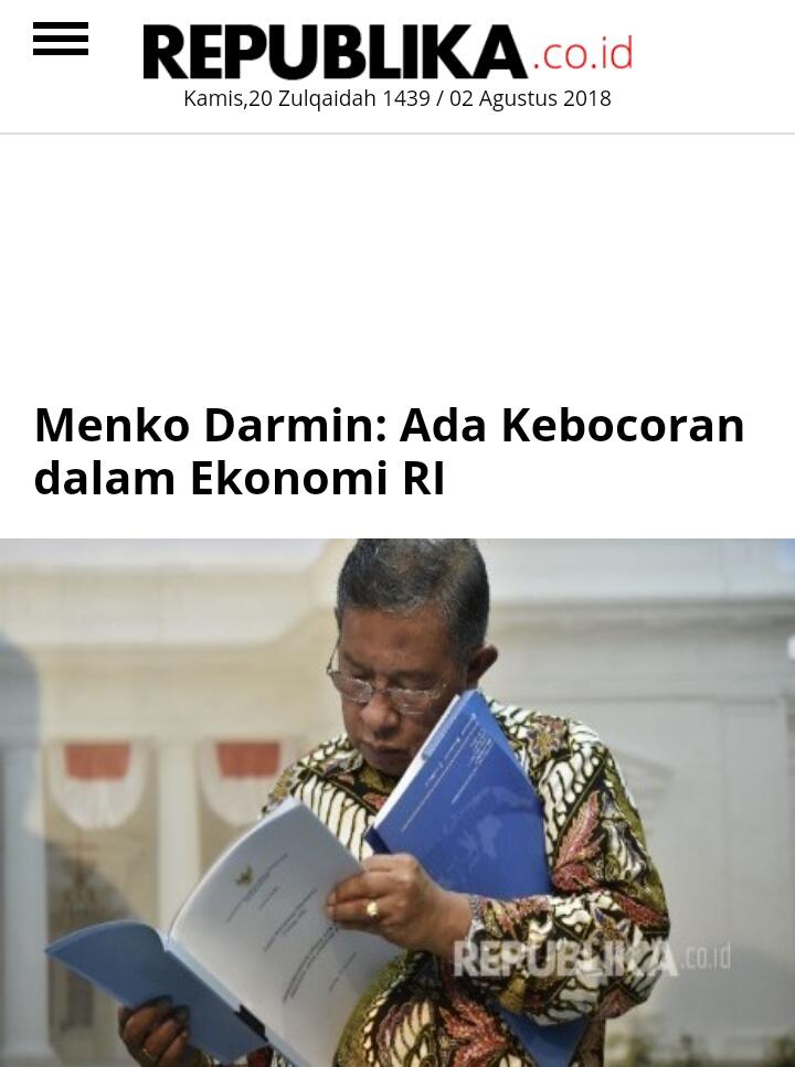 Menko Darmin: Ada Kebocoran dalam Ekonomi RI