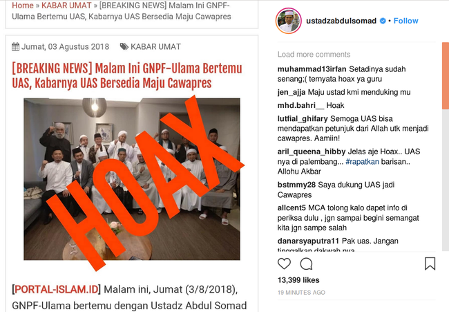 Ustaz Abdul Somad Tepis Kabar Bersedia Jadi Cawapres