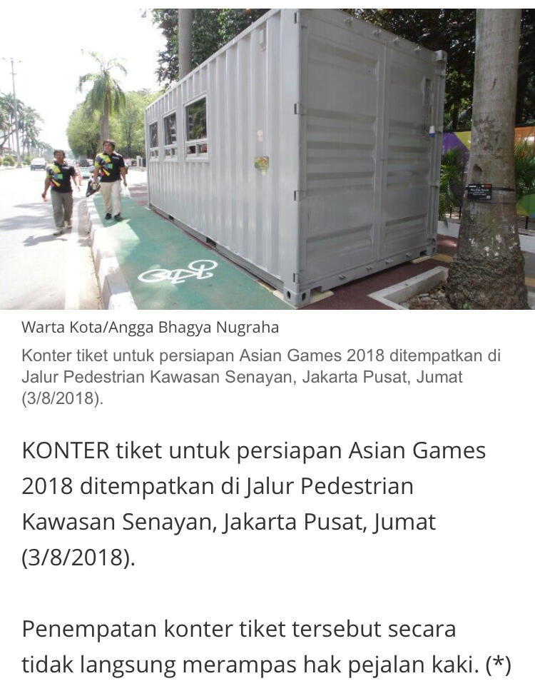 BERITA FOTO: Konter Tiket Asian Games Rampas Hak Pejalan Kaki